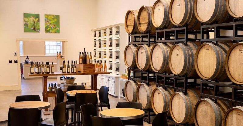Gaspereau Vineyards Barrel Room for sipping and mingling